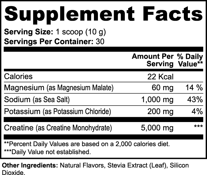 Creatine Hydration Powder — supplement facts label