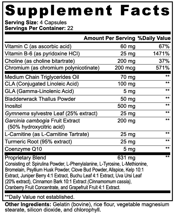 Fat Burner with MCT — supplement facts label
