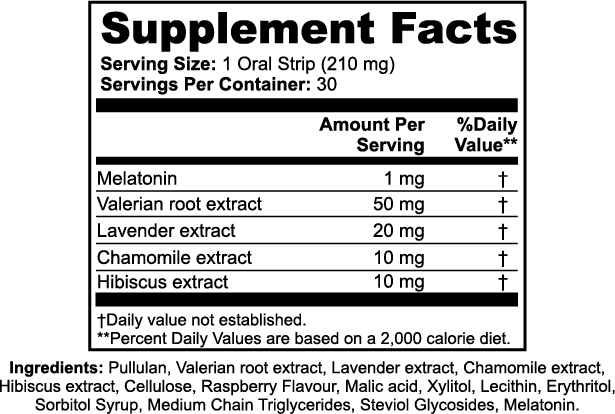 Sleep Strips — supplement facts label
